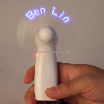 China Plastic Rechargeable Handheld Mini Led Message Fan , Outdoor Led Electric Display Fan for sale