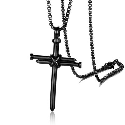 China European and American titanium steel nail necklace cross stainless steel men's fashion pendant pendant ornaments punk nail ornaments for sale