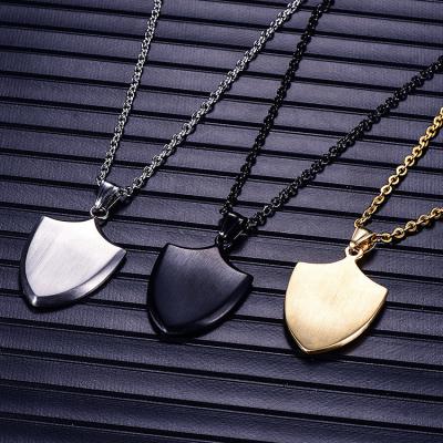 China Trendy Shield Titanium Steel Men's Triangle Necklace Jewelry Fashion Stainless Steel Brand Simple Pendant for sale