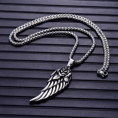 China Fashionable Wholesale Titanium Men Pendant Stainless Steel Feather Necklace Fashion Trend Accessories for sale