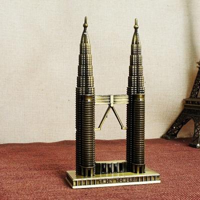 China Creative Home Metal Craft Gifts China Hot Selling China Decoration Europe Souvenir New York Manhattan Twin Towers Metal Model for sale