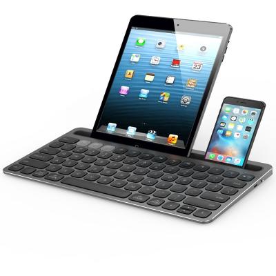 China BT wireless rechargeable keyboard with phone holder, BT3.0 and BT5.0 and 2.4Ghz radio for sale