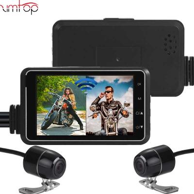 China Full HD 1080P+1080P Front Rear View Waterproof Motorcycle Cam Dash Motorbike DVR WiFi GPS Camera Black Recorder Box for sale