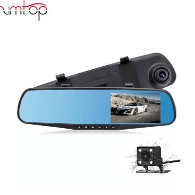 China 1080P Waterproof Car DVR Dual Lens Car Camera Rearview Mirror VCR Mirror Dash Cam With Black Box Night Vision Auto G-sensor for sale