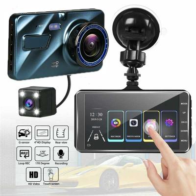 China 4 Inch Touch Screen Lens Car DVR Dual Camera 2 Camera Loop Recording Vehicle Driving Recorder Front And Rear Dash Camera for sale