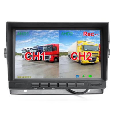 China Anti Vibration HD 1024*600 7 Inch IPS Screen 2CH Truck Bus DVR Recorder AHD Monitor With 2 Channels Front Reverse Backup AHD Recording Camera for sale