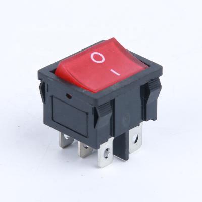 China Plastic KCD4-201N Illuminated Rocker Switch 2 Position On Off 15A250V 20A125V 4 Pins Red Green Light for sale