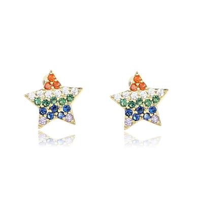 China Luxury Ruqicz CLASSIC Crystal Five Star Zirconia Stud Earrings Fit Girl Female Designers 925 Sterling Silver Jewelry for sale