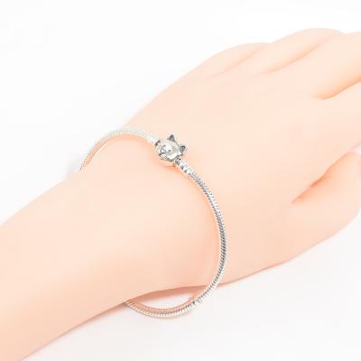 China Trendy Fashionable 925 Charms Silver Bracelet With Cat Bead Bangle &Bracelets Women For Metal Charms Making for sale