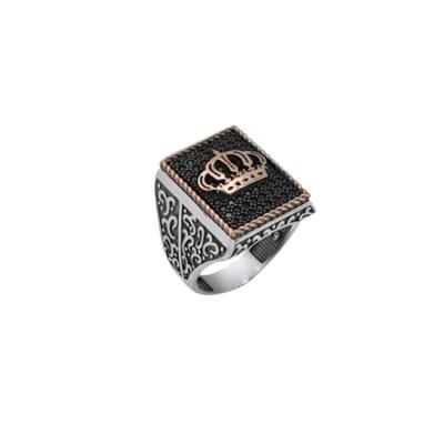 China New Design RING 925 Vintage Islamic Men's Sterling Silver Turkish Zircon Men's Ring Ottoman Empire Ring for sale