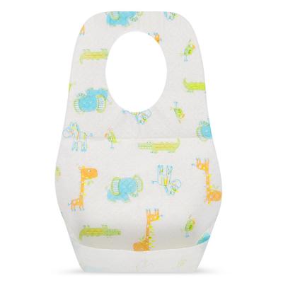 China New Fashion Antibacterial Waterproof Baby Drool Disposable Bibs 3 Layers Unisex Disposable Super Paper Absorption Bibs With Pocket for sale