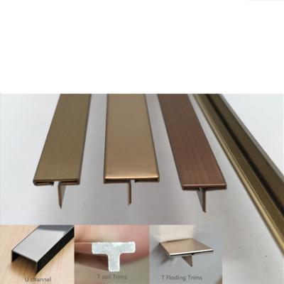 China Modern Custom Exclusive Metal Tile Accessories Wall T Shape Stainless Steel Tile Trim for sale