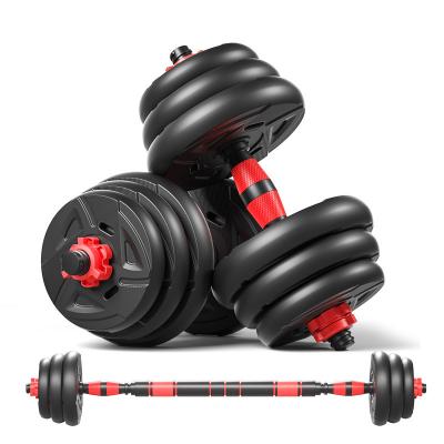 China Durable Round Slowdown PVC Adjustable 20KG Gym Weights Barbell Dumbbells Set On Sale for sale