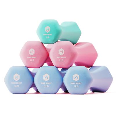 China Durable Pink Ladies Kids Fitness Training Cast Iron Hex Dumbbell Set For Gym for sale