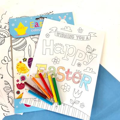 China Custom Easter GF Easter Sticker Colored Pencil Paper Printed Coloring Books For Kids Printing for sale