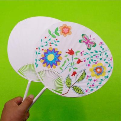 China China GF Custom Kids DIY Round Shape Paper Hand Mini Fan For School /Home for sale