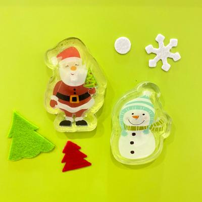 China Popular Custom TPR GF Adhesive Window Cling Home Decor Wall Decoration Christmas Snowman Gel Stickers With Flashlight for sale