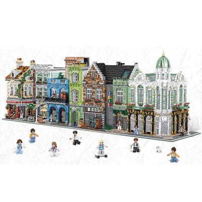 China Square Shop Children's Street View Series Guba Hotel Gem Shop The Brick Bike Intelligence Building Block Toys MOC for sale