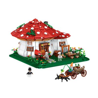 China Creative building toy ZHEGAO 01016 mushroom house decorations for children's small particles building toy gift for sale