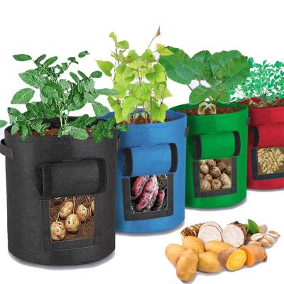 China Planting 1 3 5 7 10 15 20 30 100 Gallon Handle Garden Potato Mushroom Wholesale Non Woven Textiles Pots Felt Grow Bag for sale