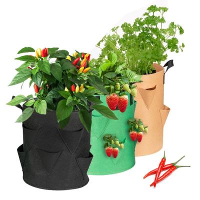 China Planting Thicken Breathable Handle Round 5 7 10 Gallon Vegetable Potato Nonwoven Fabrics Pot Plants Growing Bags for sale