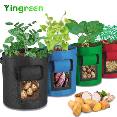 China Planting Garden 5 7 10 Gallon Mushroom Potato Vegetable Woven Fabric Non Planting To Grow Bags Nursery Pots for sale