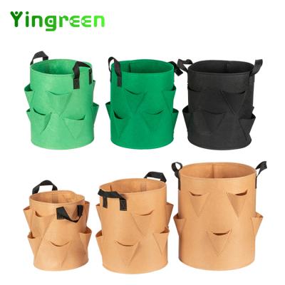 China Planting Eco-friendly Handle Round 5 7 10 Gallon Vegetable Container Grow Bag Plant Nursery Pots for sale