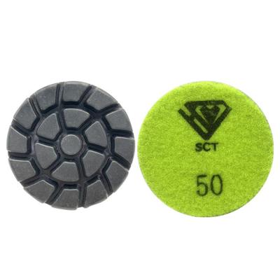 China 3'' Spiral Pattern Wet Use Steel Bond Hybrid Transitional Concrete Floor Diamond Grinding Polishing Pucks for sale