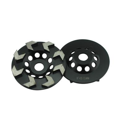 China 5'' 125mm 8S Arrow Segments Diamond Grinding Abrasive Cup Wheels For Handheld Grinders To Be Used On Concrete Terrazzo Natural Stone Surface for sale