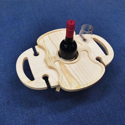 China Modern Natural Wood Portable Wine Table Antique Picnic Wine Glass Rack For Outdoor Leisure Use for sale