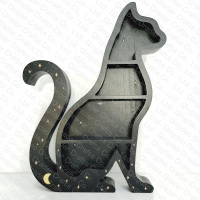 China Modern Customized Cat Shape Shelf For Crystals Wood Wall Display Shelves for sale