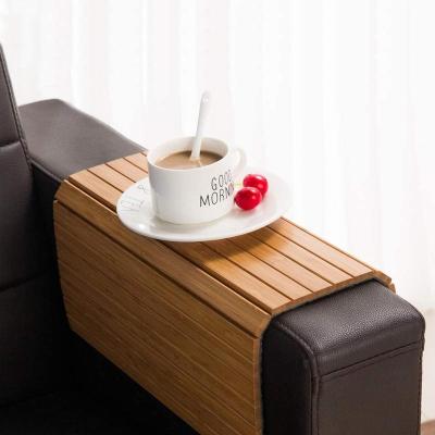 China Viable Foldable Bamboo Tray for Sofa Arm Couch Arm Table. Perfect for drinks, snacks, remote control or phone for sale