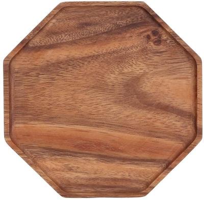 China Sustainable Serving Tray , Natural Wood Serving Tray Wooden Plate Tea Food Server Dish Water Drink Holder for sale