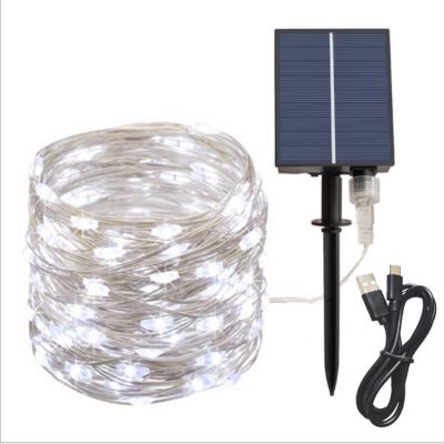 China Copper Wire Lights Dual Function Copper Wire String Light with Usb and Solar Panel for sale