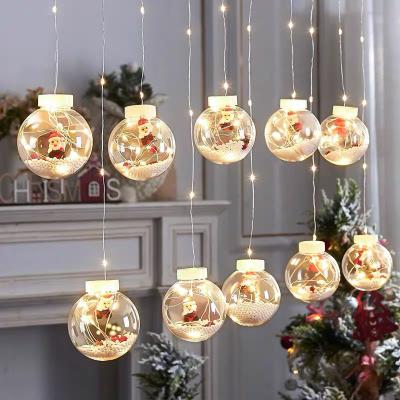 China Santa Claus Snowman Wish Ball Fairy Garland Curtain Light For Christmas Decoration Led Ball Christmas Tree String Lights for sale