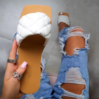 China Fashion Trend ANMAI USA Ladies Sandals Women Plus Size Square Toe Sandals Slippers Zapatos de Mujeres de Parfum for sale