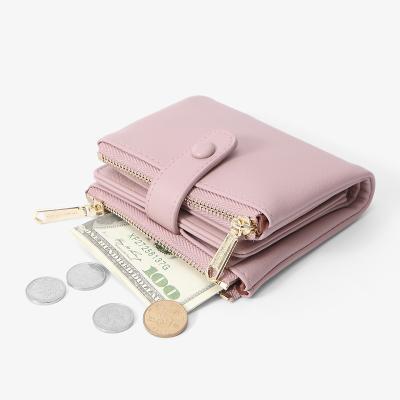 China 2021 New Style Large Capacity Wallet Double Zipper Latch Wallet Waterproof Cute Wallets Female Short Change Purse for sale