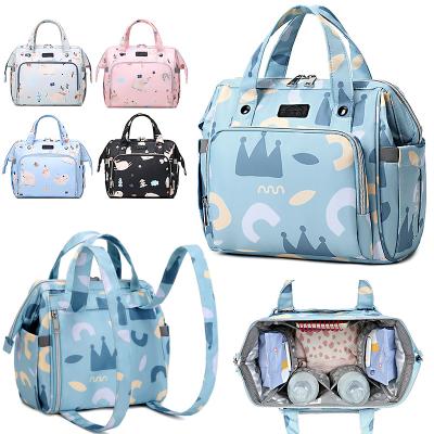 China 2021 New Design Wholesale Water Resistant Cartoon Printing Multifunction Baby Diaper Backpack Wet Women's Single Travel Bag for sale