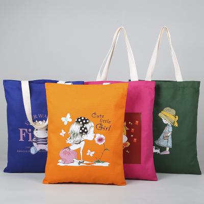 China Wholesale Design Eco-friendly Cotton Cartoon Tote Bag Blank Custom Print Handled Shopping Canvas Tote Bag for sale