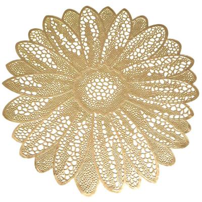 China Viable PVC Pressed Metallic Decorative Cutwork Vinyl Place Mat/Wedding Accent Centerpiece Place Mat Dining Table Mats for sale