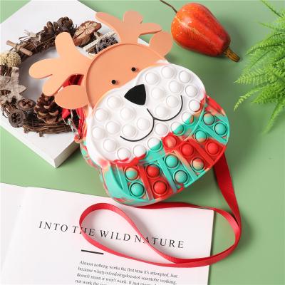 China 2022 Hot Sale Children Christmas Elk Spinner Popi Funny Sensory Toy Bag Eco-Friendly Material For Kid Pencil Bag Bubble Busy Person Toy Bag for sale