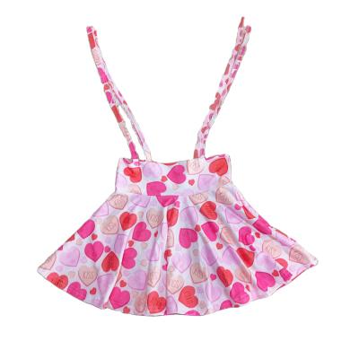 China New Sweet Arrive Valentine's Day Customize Cute Pink Heart Pretty Romantic Babies Printing Skirts for sale