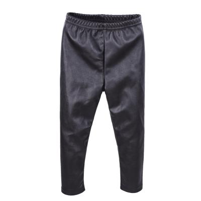 China Soft Color Fade Proof Children Straight PU Pants Breathable Elastic Waistband Leather Pants for sale