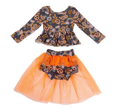 China Fashion Casual Cool Babies Long Sleeve Holloween Day Romper Pumpkin New 2 Piece Clothing Sets for sale