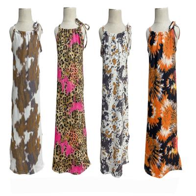 China 2021 Fashion Babies Halter Design Leopard Print Breathable Warm Cool Loose Comfortable Tailor Dress Custom Made for sale