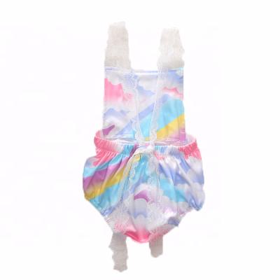 China Newborn Infant Babies Summer Lace Suspenders Rainbow Romper Sleeveless Jumpsuit for sale