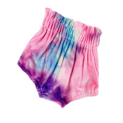 China 2021 Newest Anti-wrinkle Kids Clothing Super Soft Cotton Baby Shorts Bloomers Tie Dye Comfortable Velvet Blommers Customizable for sale