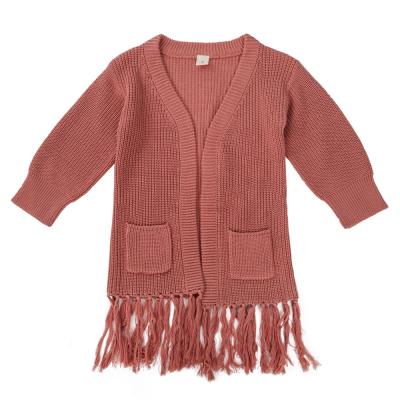 China 2020 Breathable New Arrive Mommy And Me Polyester Kids Girls Fringe Pockets Sweater Cardigans for sale