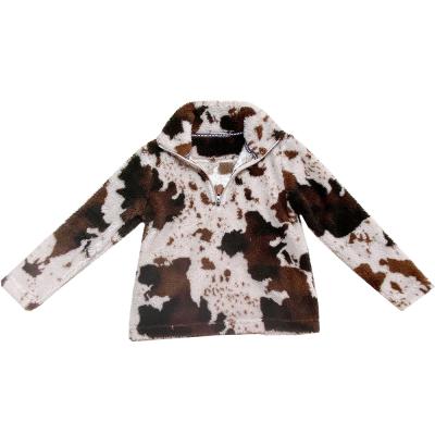 China Breathable Hot Sale Mommy And Me Oversized Cow Print Sherpa Sweater for sale