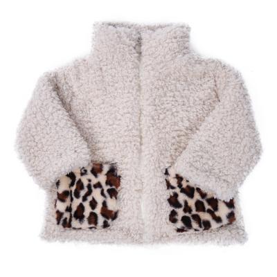 China Sustainable New Design Leopard Double Pockets Custom Wool Kid Coat With Zipper for sale